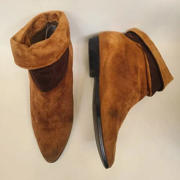 Vtg 80s 90s Impo Brown Ankle Slouch Boots 8 Boho Retro Robin Hood - Picture 3 of 16